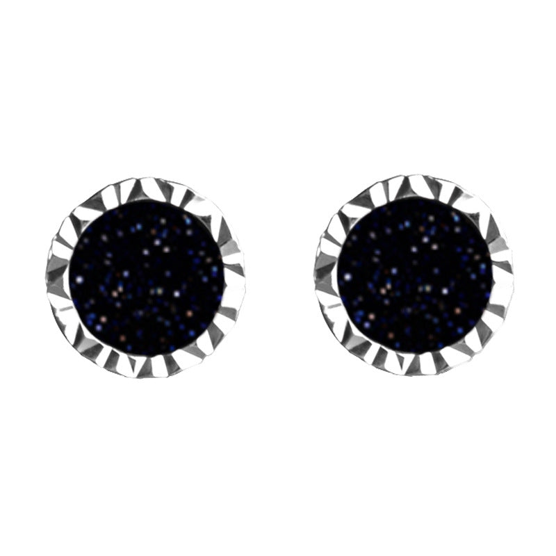 Wholesale Black Onyx Blue Sand Stone Irregular Earrings